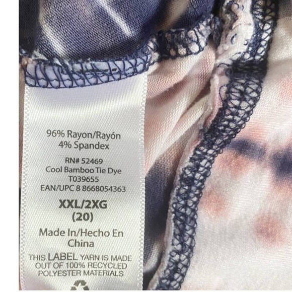 VTG Kelly Renee Long Sleeve Pink Blue White Tie Dye Top Women's size XXL/20 - Picture 8 of 12